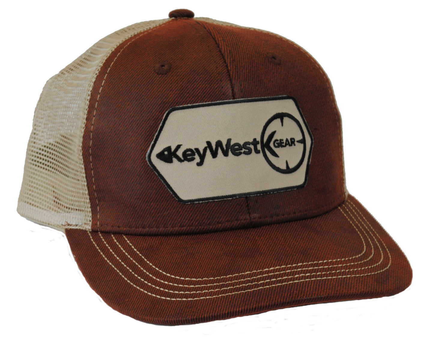 Key West Gear Maroon / Khaki Trucker Cap